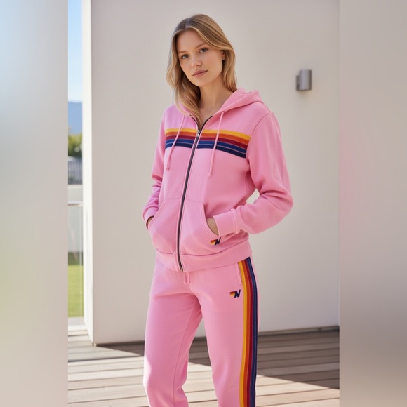 Aviator Nation Tops - Aviator Nation Pink Hoodie & Sweatpants Set Zip Sweatshirt Size Medium M